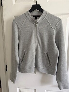 Banana Republic Heather Gray Knit Bomber Jacket